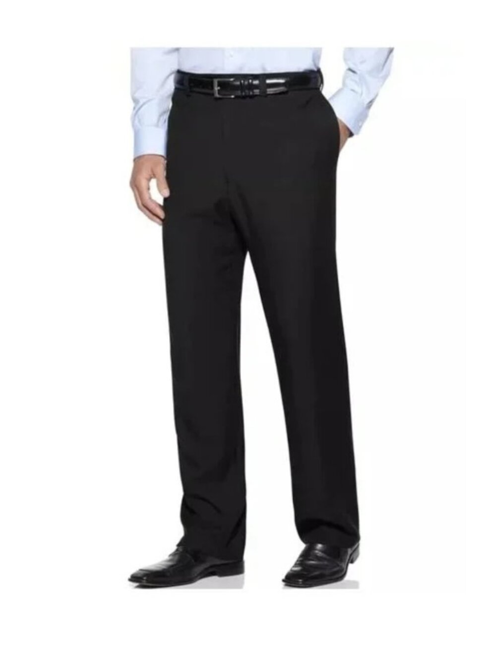 Haggar Eclo Stria Dress Pants 30x31 Black Classic Fit Expandable Waist